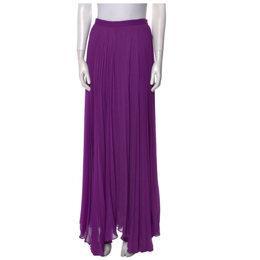 ALICE AND OLIVIA Purple Chiffon Long Pleated Asymmetrical Skirt Women's Size 0